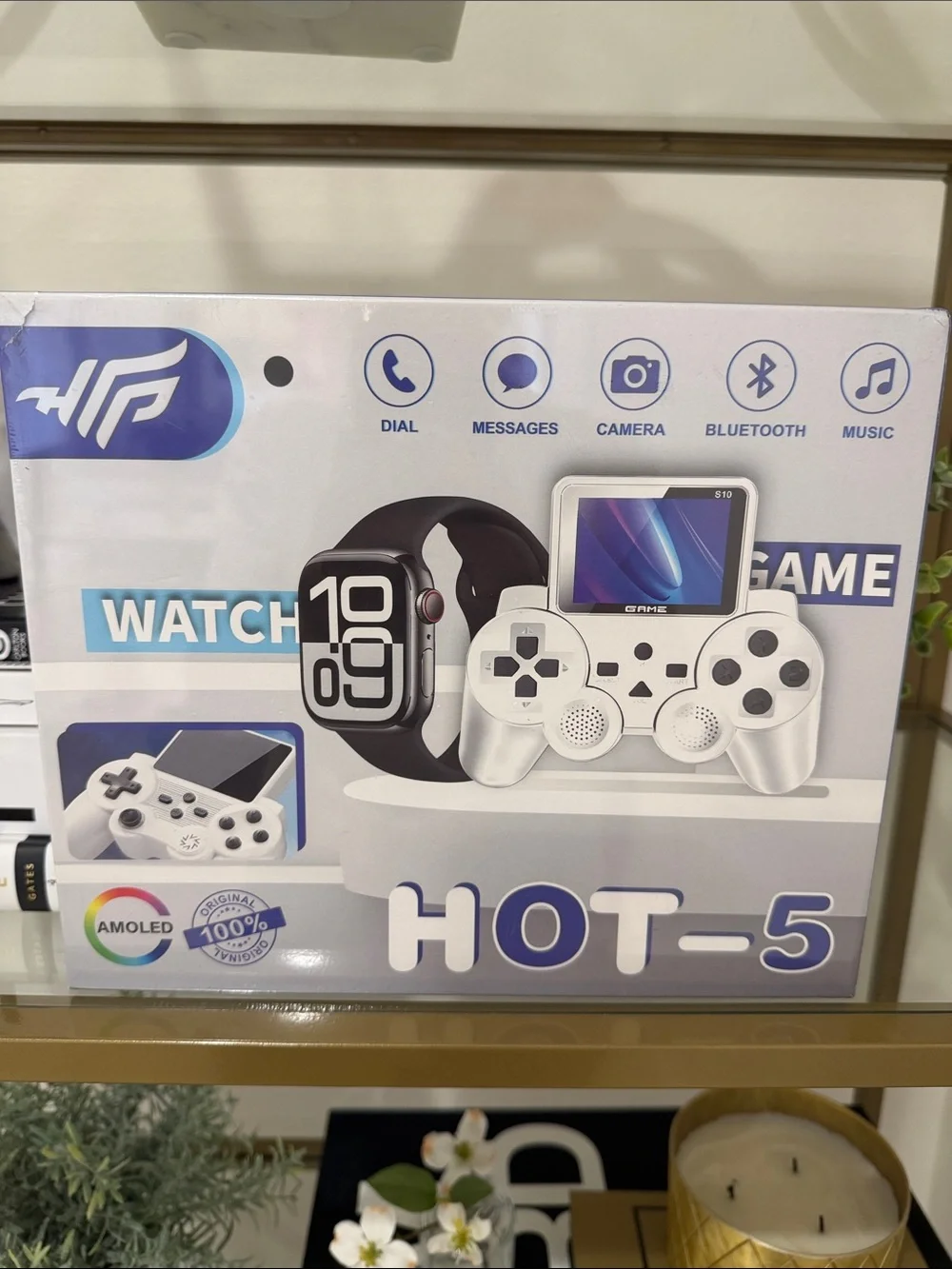 HOT-5 White Portable Game Controller with Watch